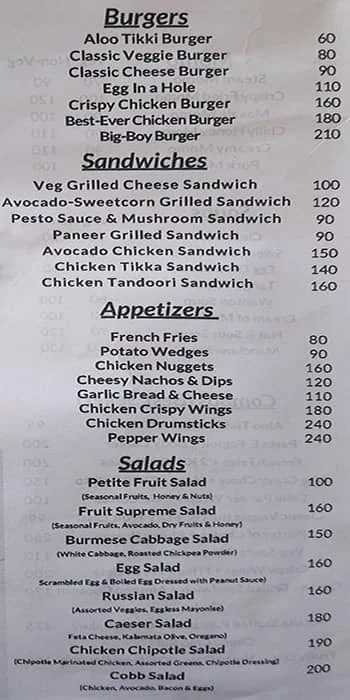 The Bistro Lighthouse menu 