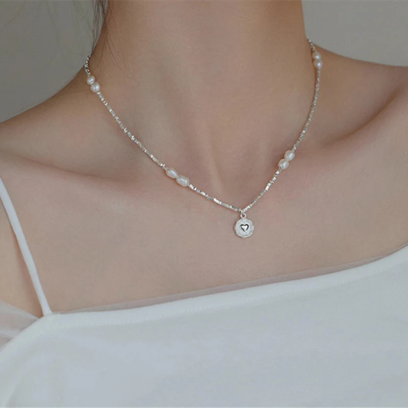 Title 4, Collier femme en argent sterling avec cœur et p...