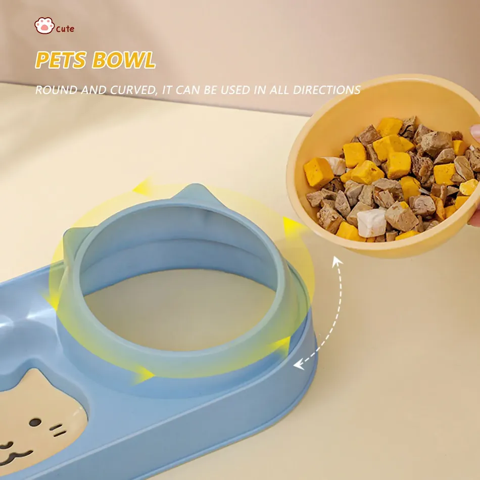 Pet Cat Bowl Automatic Water Feeding Feeder Dog Food Bowl with Water Dispenser Double Bowl Drinking Water Raised Shelf C