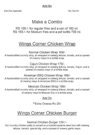 Wings Corner menu 2