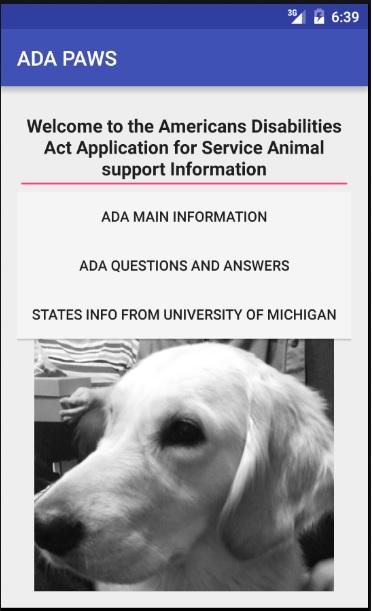 ADA PAWS Screen 1