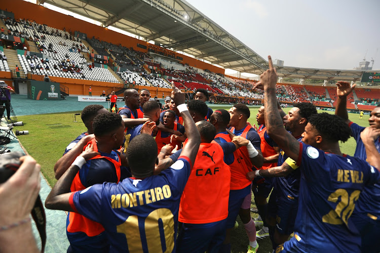 Cape Verde players celebrating a goal.