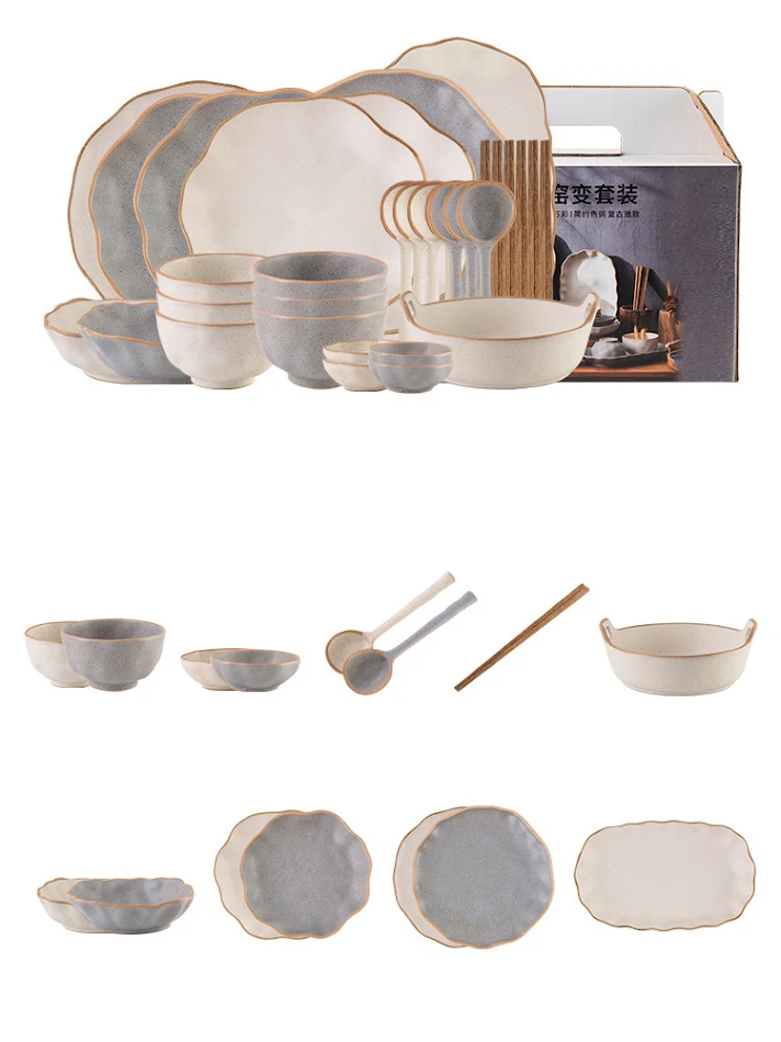 Novo conjunto de louças criativas de luxo para uso doméstico, alta sensação de lar, design elegante para refeições memoráveis.