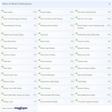 Street Food Express menu 