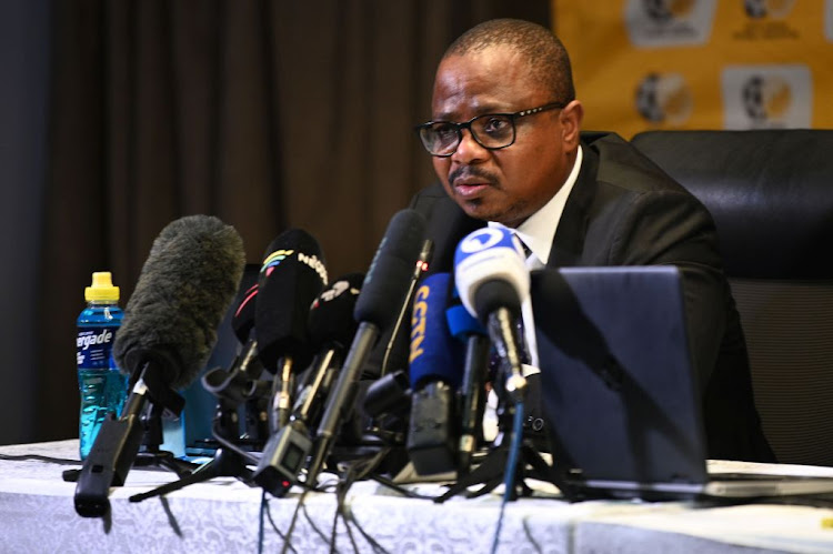 Safa CEO Tebogo Motlanthe during the press conference at Safa House on November 17 in Johannesburg.