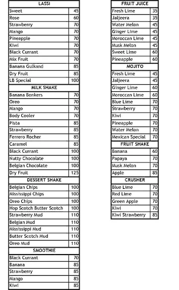 Lassi Bistro menu 