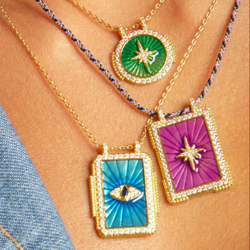 Title 4, Square Plate Tarot Necklace for Women, featurin...