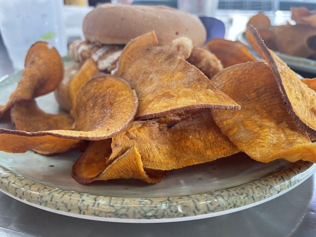 Sweet potato chips hot out of safe fryer.  Yummy!!!!