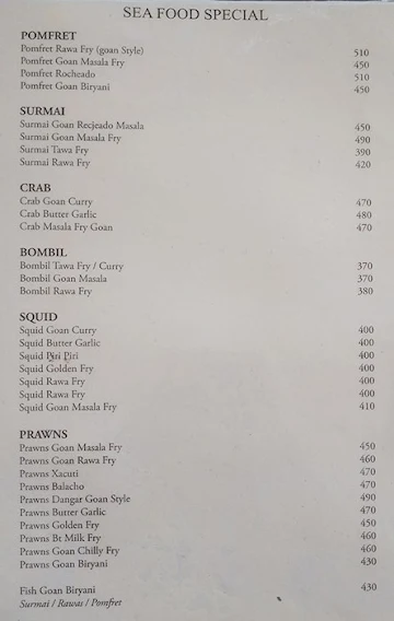 Chandrama Restaurant & Bar menu 