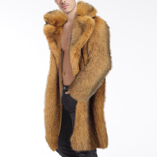 Title 4, European and American Mens Faux Fur Long Coat....