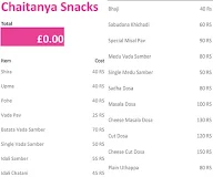 Chaitanya snacks menu 3