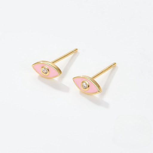 Title 7, Colorful Oil Necklace Eye Stud Earrings Simple ...