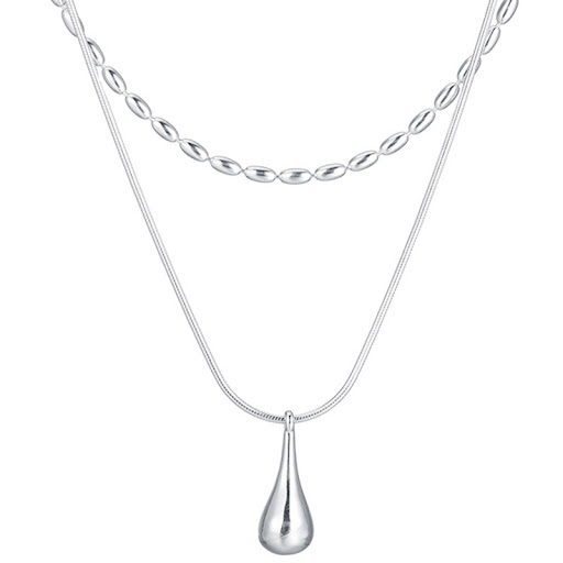 Title 8, Womens Minimalist Water Drop Pendant Double-la...