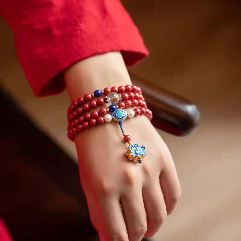 Title 3, Bracelet bouddhiste pour femmes, Vermilion fait...