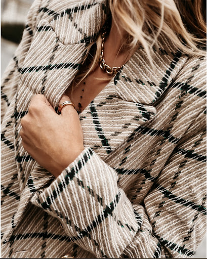 Title 14, Print Lapel Mid Length Coat