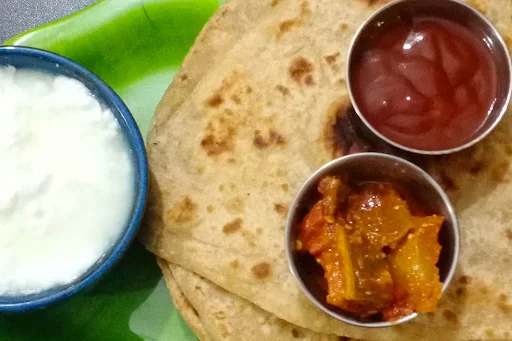 Plain Paratha [2 Pieces] + Curd With Sos And Acchar