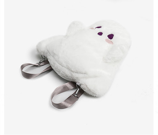 Title 7, Cartoon Cute White Ghost Face Doll Plush Backpa...
