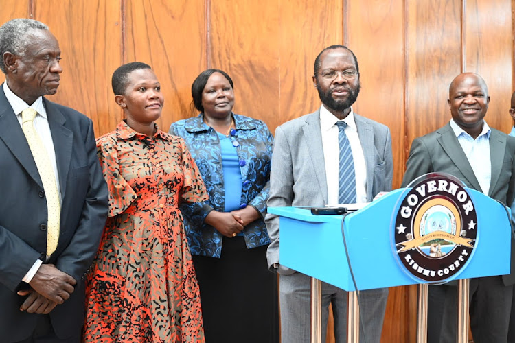 Kisumu Governor Anyang Nyong'o during press briefing in his office at City Hall on Thursday.