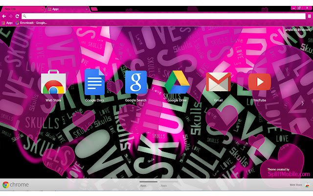 Love Skulls Pink chrome extension