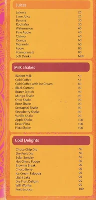 The Mithaas menu 5