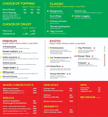 Spedito Pizzeria menu 