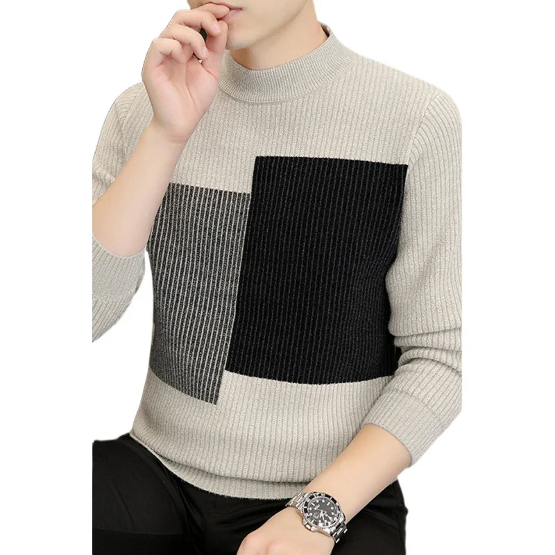 Jersey de punto grueso cálido de otoño e invierno para hombre, prenda inferior, ideal para mantener el calor y la comodidad durante el frío.