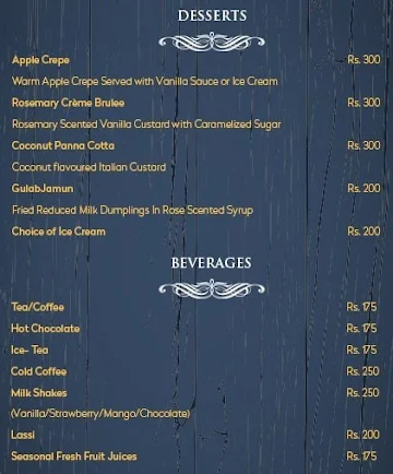 Cafe Lounge - Kohinoor Continental menu 