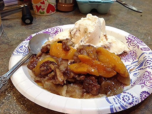 Rose Mary's Honey Pecan Peach Cobbler