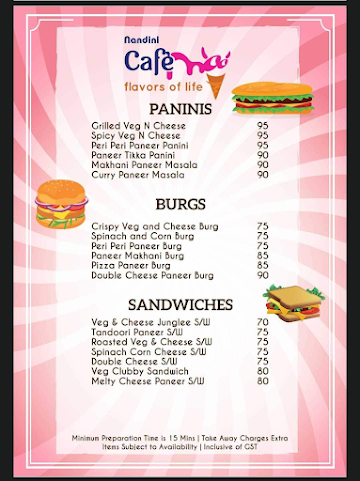 Nandini Cafe Moo menu 