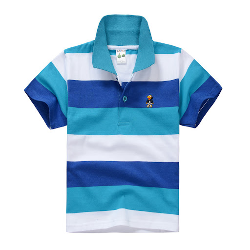 Title 17, CUHK Childrens T-shirt Cotton Striped Lapel Po...