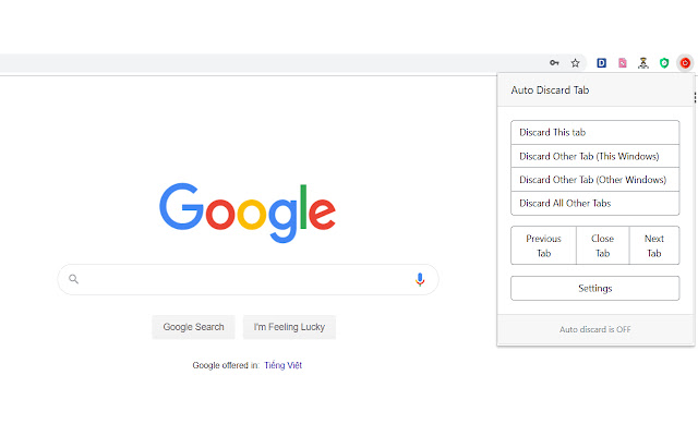 Auto Discard Tab chrome extension