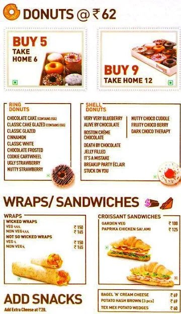 Dunkin' menu 