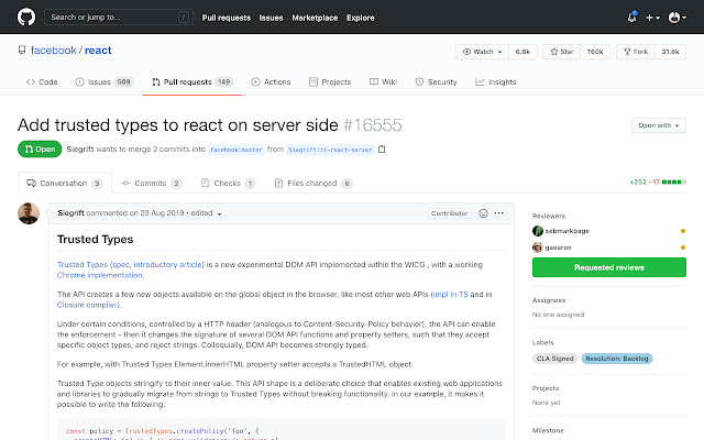 GitHub PR reviewers chrome extension