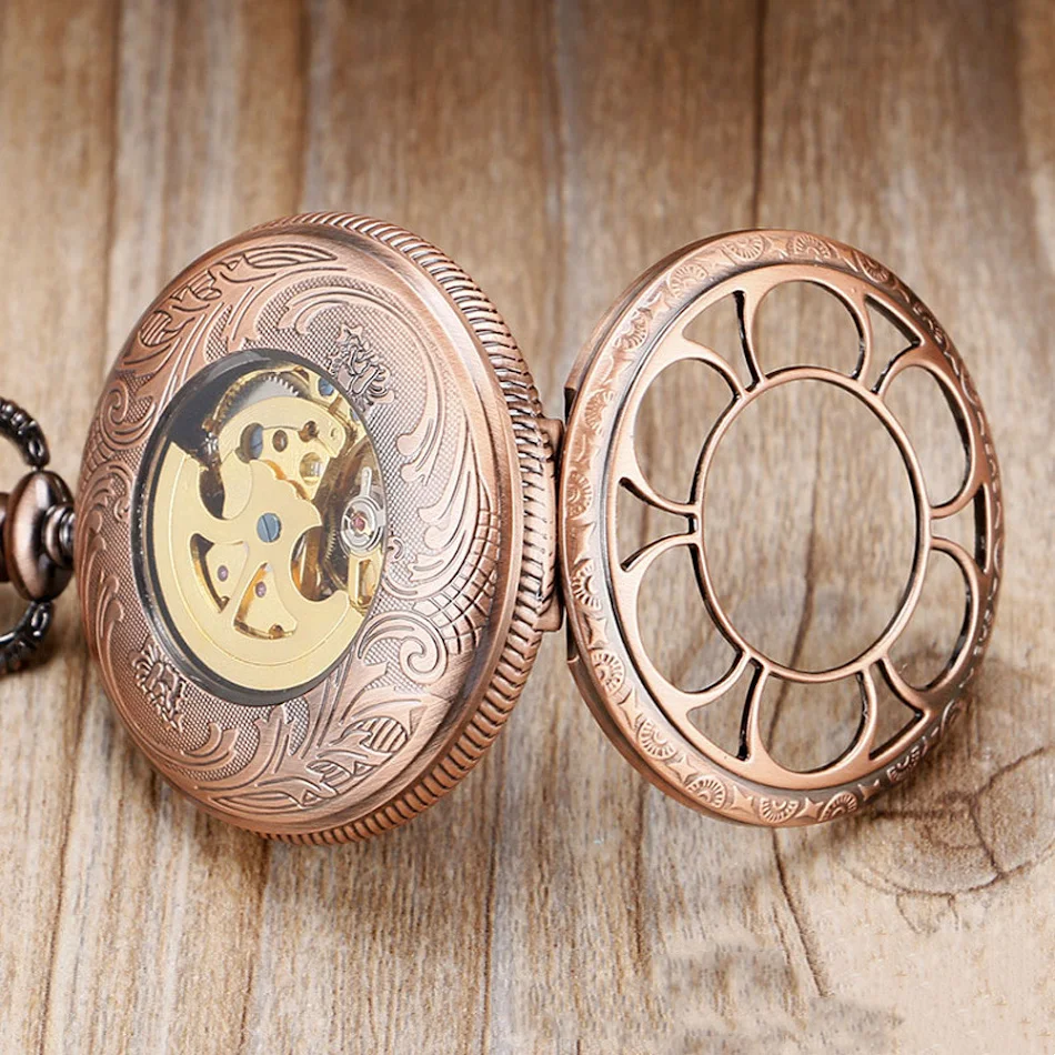 Montre de poche mécanique automatique Squelette Tournesol. Élégance et précision au poignet. Un cadeau idéal pour les amateurs d'horlogerie.