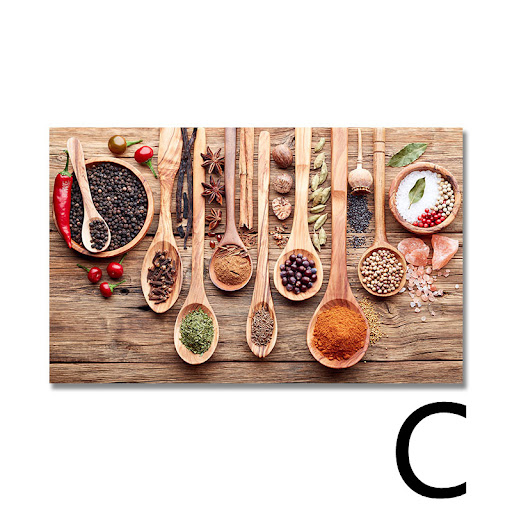 Title 3, Cereal Spice Pepper Spoon Canvas Painting Kitch...