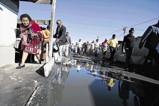 Agang leader Mamphela Ramphele in Vrygrond in Cape Town where she addressed residents about service delivery