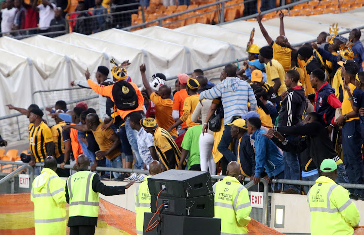 March 13 2016 .Kaizer Chiefs fans calling for coach Steve Komphela to vacate his seat, during their CAF match against Asec Mimosas at FNB Stadium in Johannesburg.