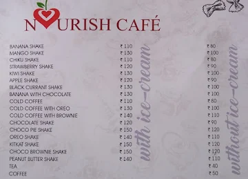 Nourish Cafe menu 