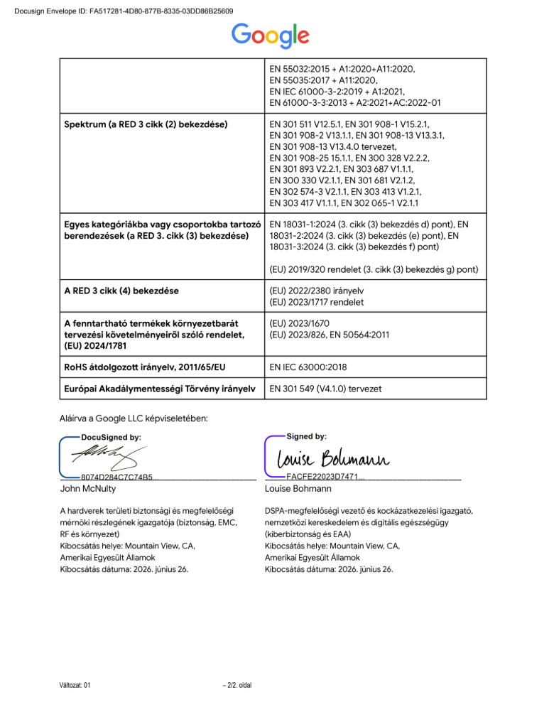 EU Declaration of Conformity page 2