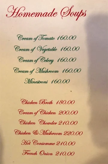 The Only Place menu 