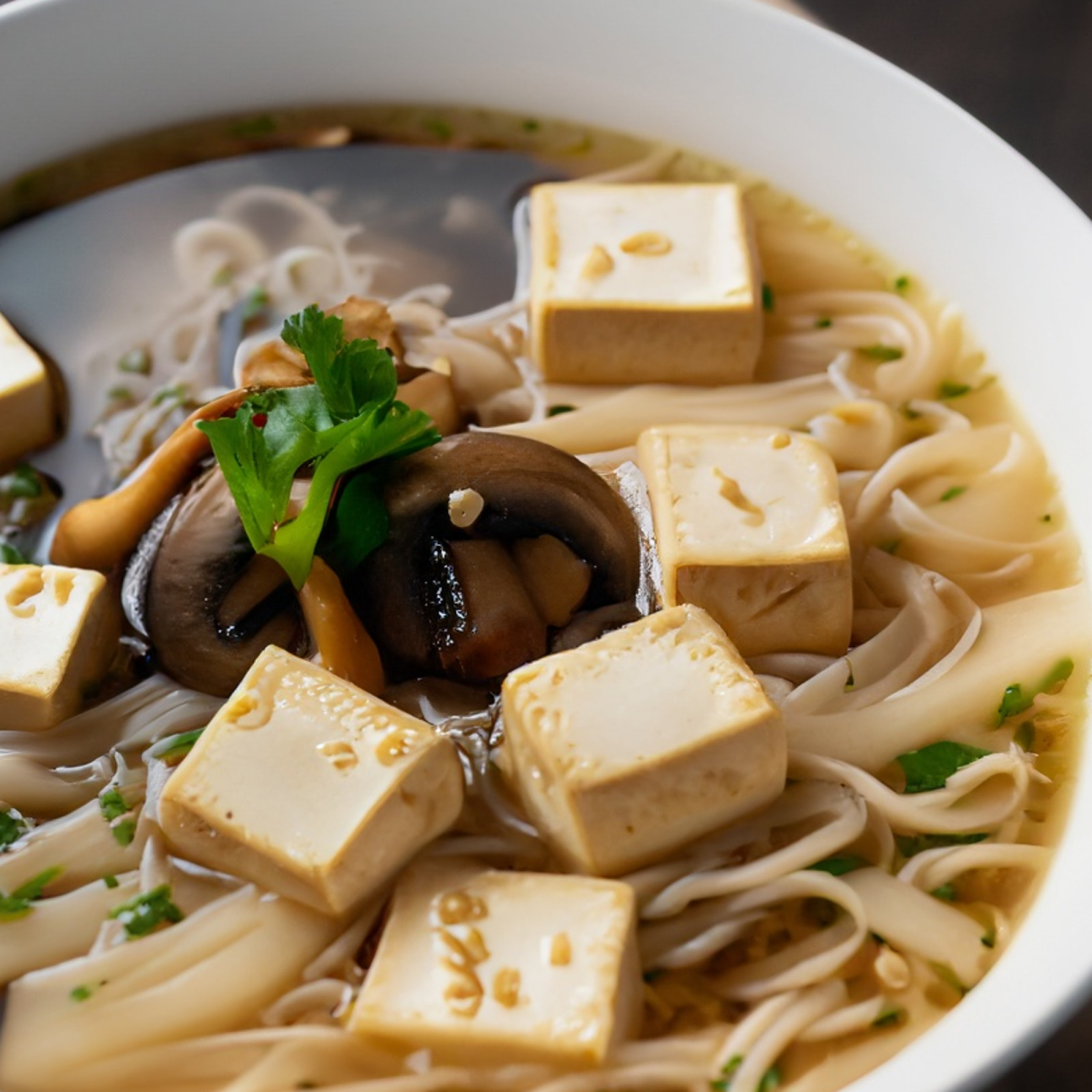 Tofu, Shiitake & Noodles Soup