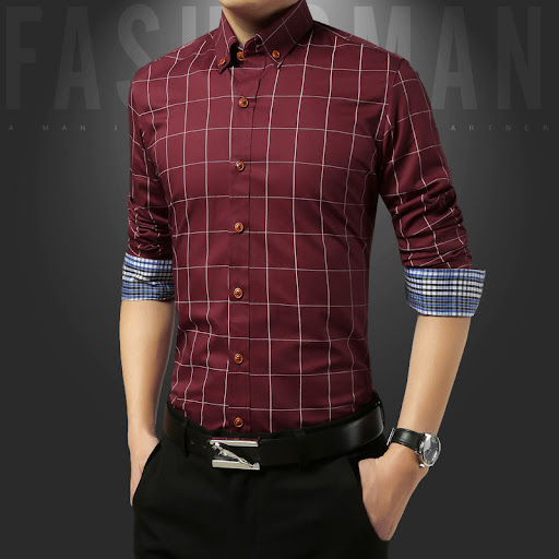 Title 3, Ethnic Style Casual Long-Sleeved Plaid Shirt fo...