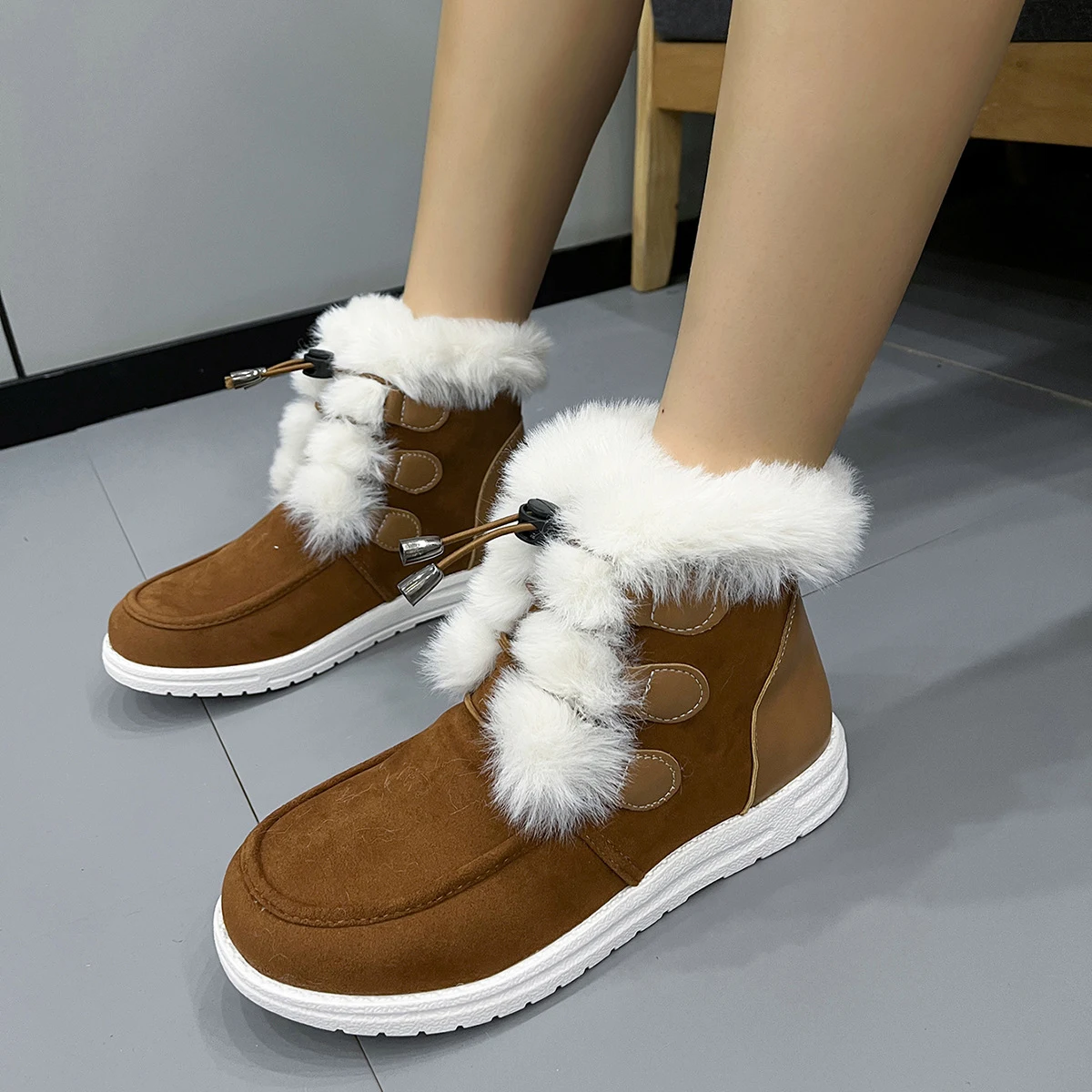 Title 2, Womens Fashion Suede Fleece Snow Boots, Winter...