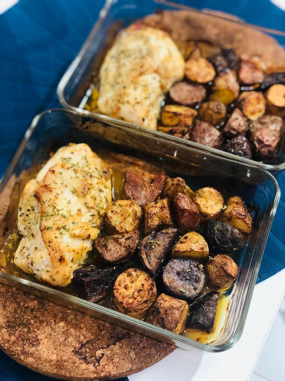 CAJUN CHICKEN OVER STUFFED BAKED POTATOE - Yo Chef Surf & Turf Smokehouse