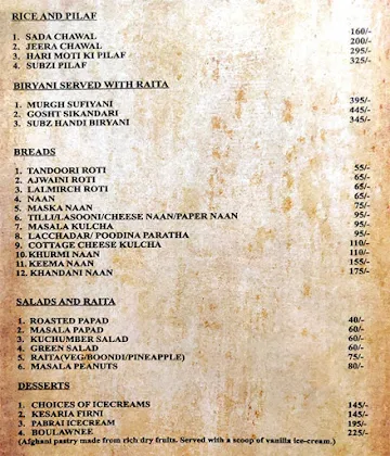 Kaafila menu 