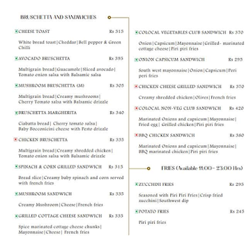 Colocal Indian Origin Chocolates menu 