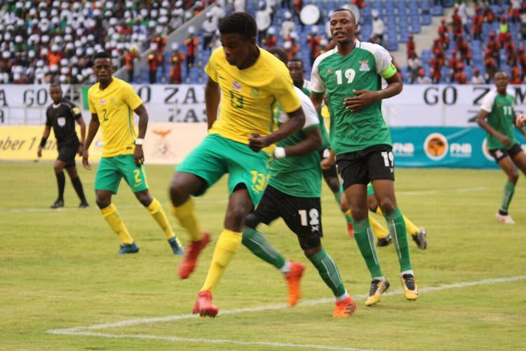 South Africa against Zambia in Four Nations friendly tournament trophy at Levy Mwanawasa Stadium in Ndola.