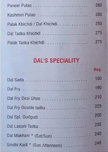 Bhagat Tarachand menu 