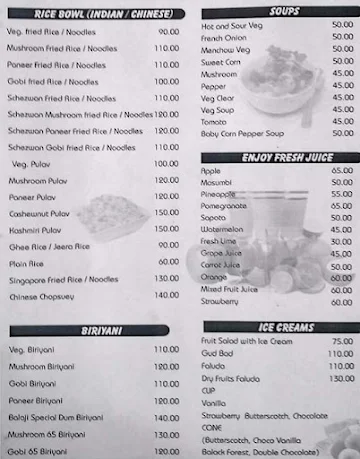 Balaji Hotel menu 