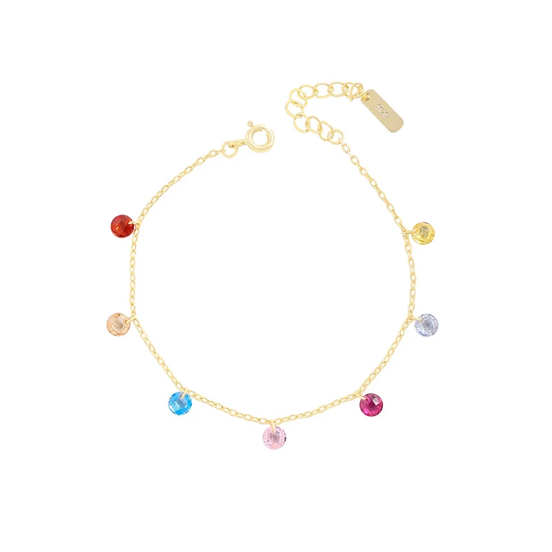 Bracelet Rond en Argent Sterling Design Polyvalent avec Zircon Couleur. Parfait pour l'élégance et un port quotidien. Un bijou lumineux